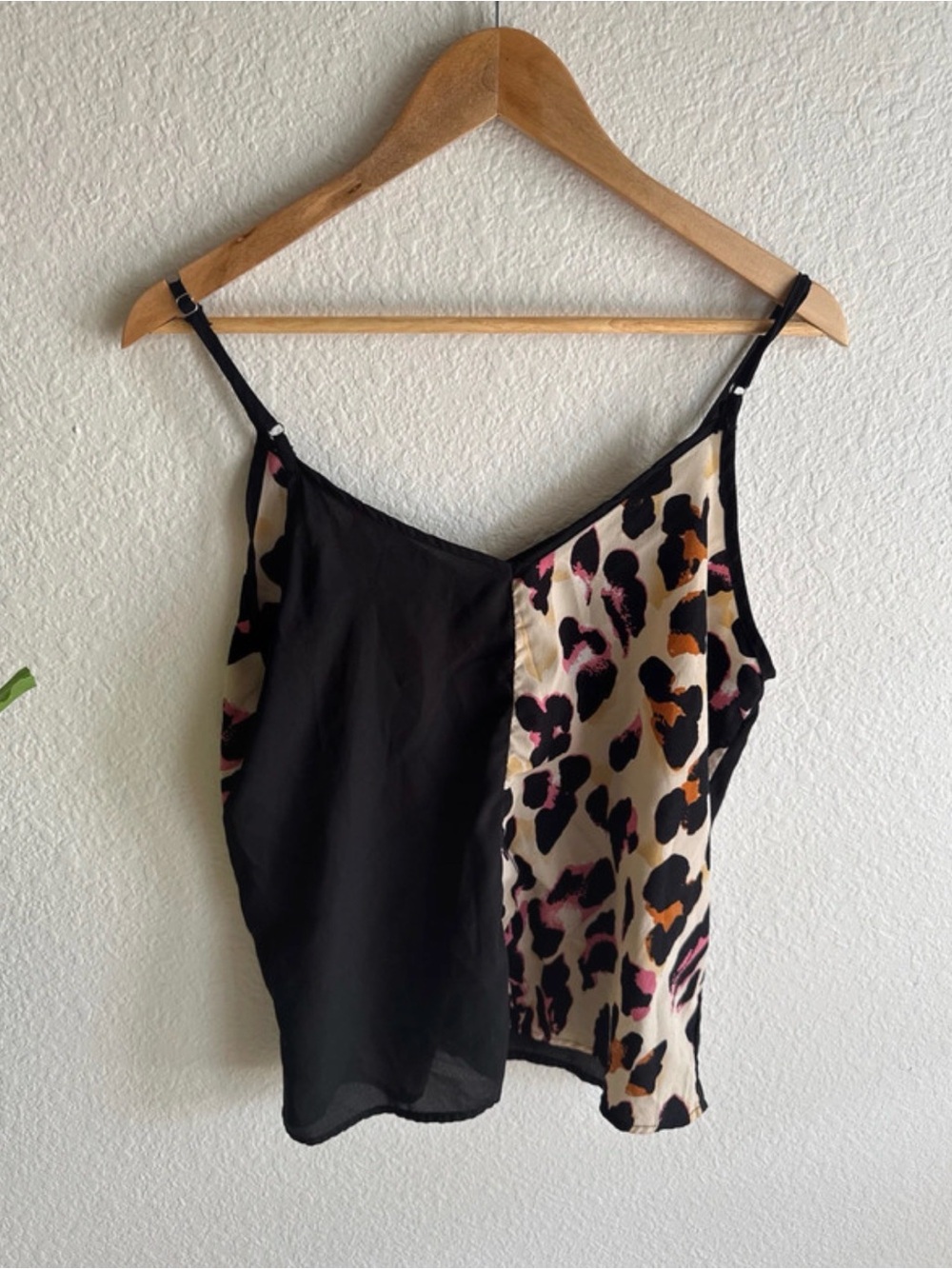 SHEIN Black & Leopard Print Split Cami